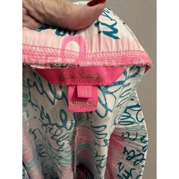 Lilly Pulitzer Pink Blue Say My Name Bal Harbour Palazzo Pants Sz M - Picture 5 of 7
